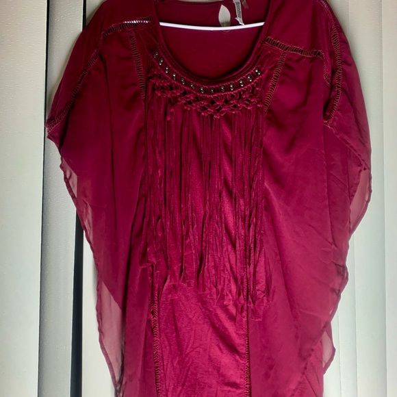 Mollorello woman’s Large Burgundy bohemian Blouse . - Picture 3 of 10